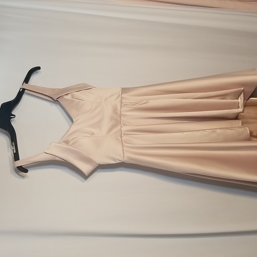 HiLow cream satin midi gown
